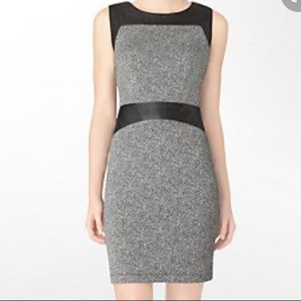 NEW Calvin Klein Tweed Faux Leather Dress
